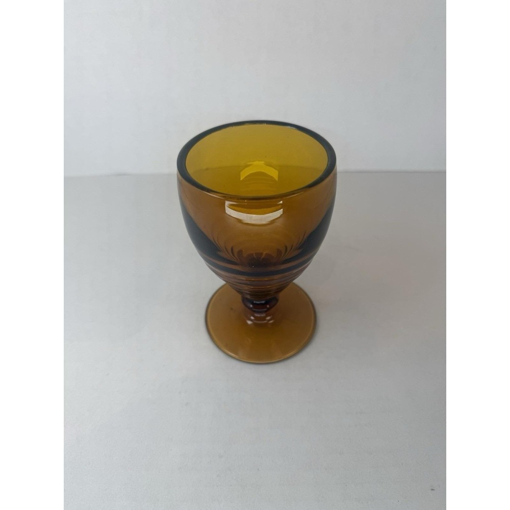 Paden City Penny Line Amber Brown 5 1/4" Goblet Mid Century Depression Glass